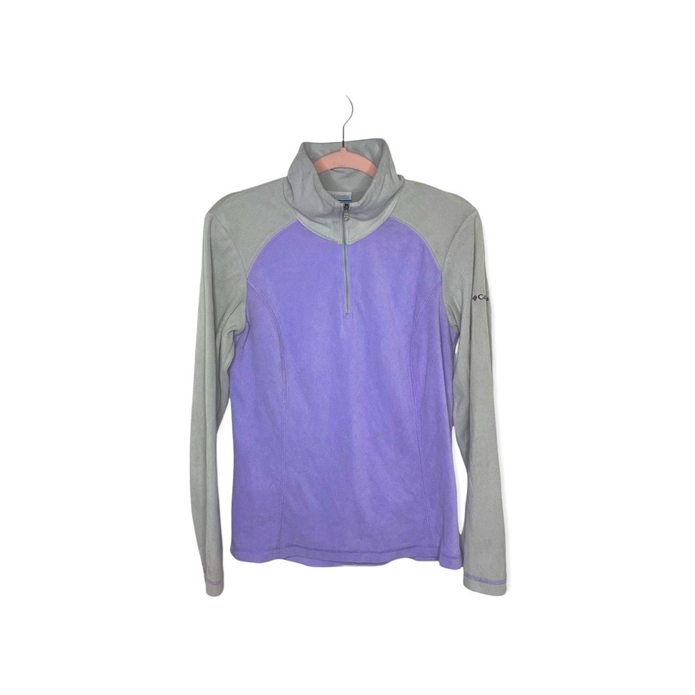 COLUMBIA Purple & Gray 1/4 Zip Pullover Fleece Jacket M